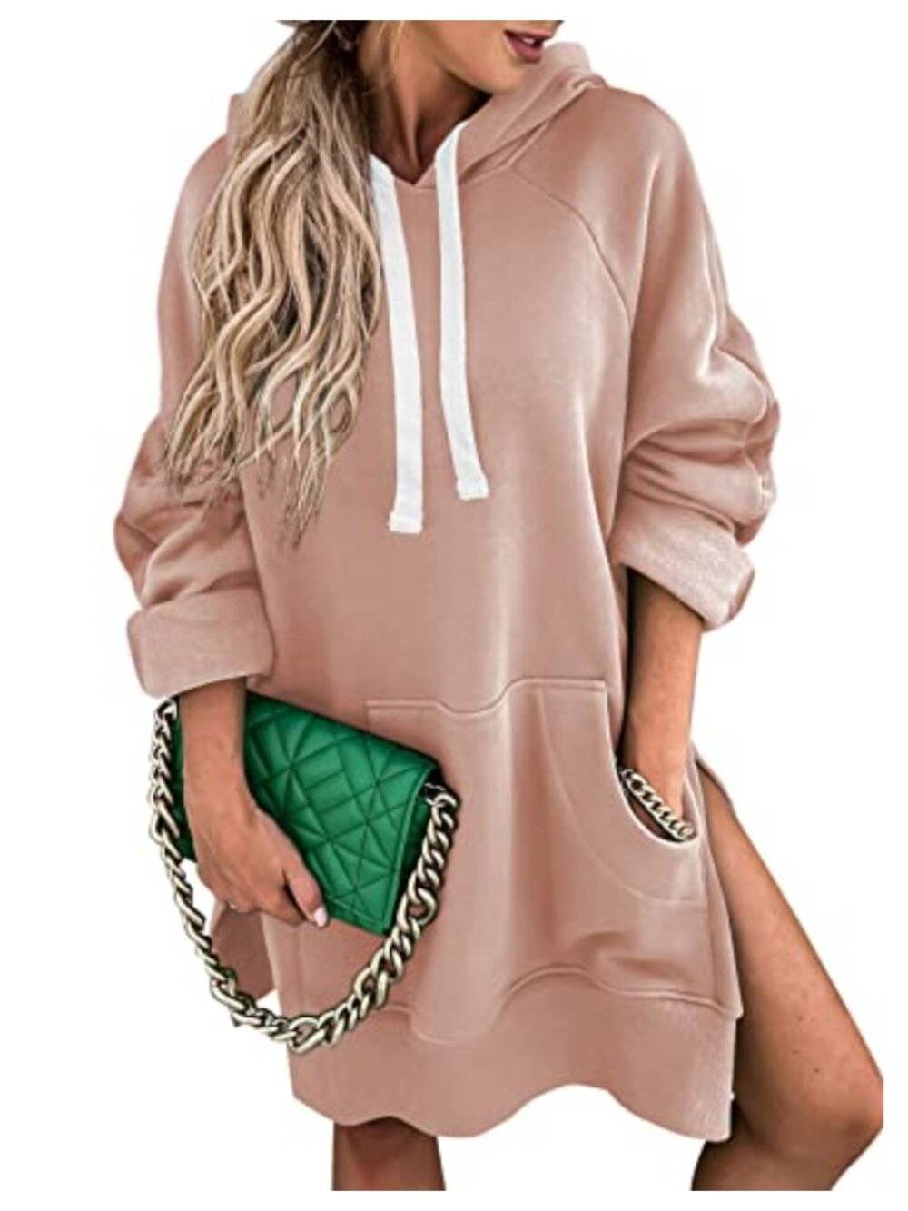 Oversized Hoodie Dress Long Sleeve Drawstring Pullover Casual